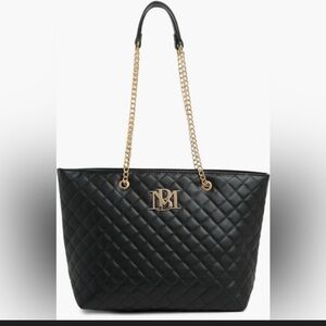 Badgley Mischka Black Quilted Tote Bag
